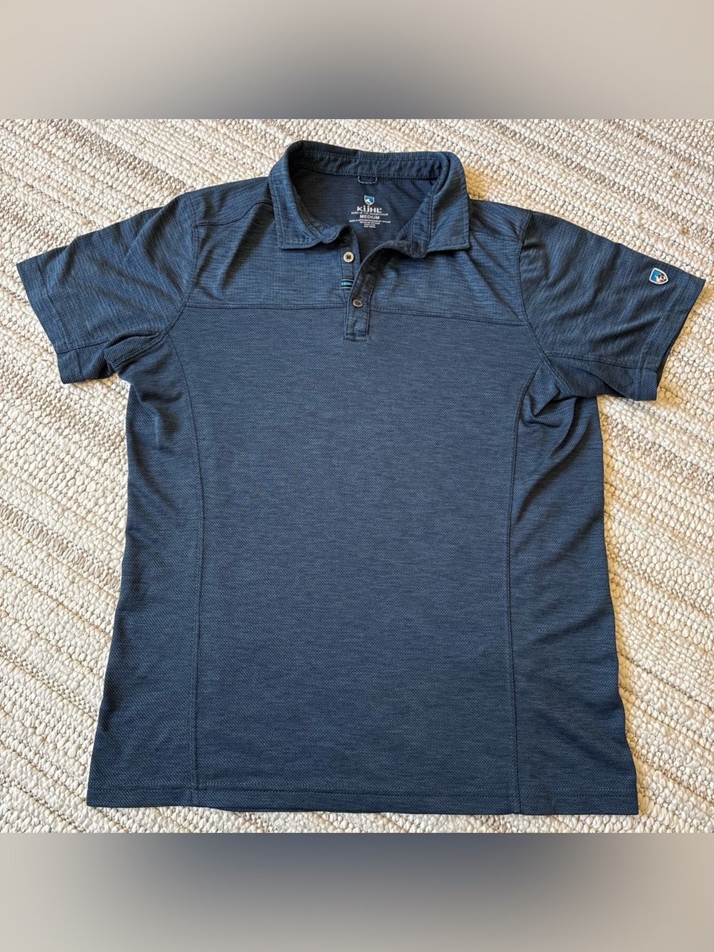 Kuhl Engineered Polo Shirt Mens Medium Blue Short Sleeve Performance Technical